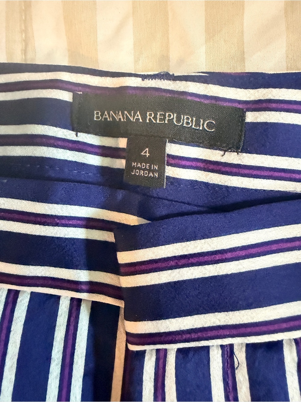 Banana Republic Navy and White Striped Satin Chinos - Picture 2 of 3